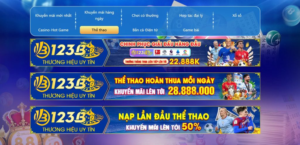 khuyến mãi thể thao 123b