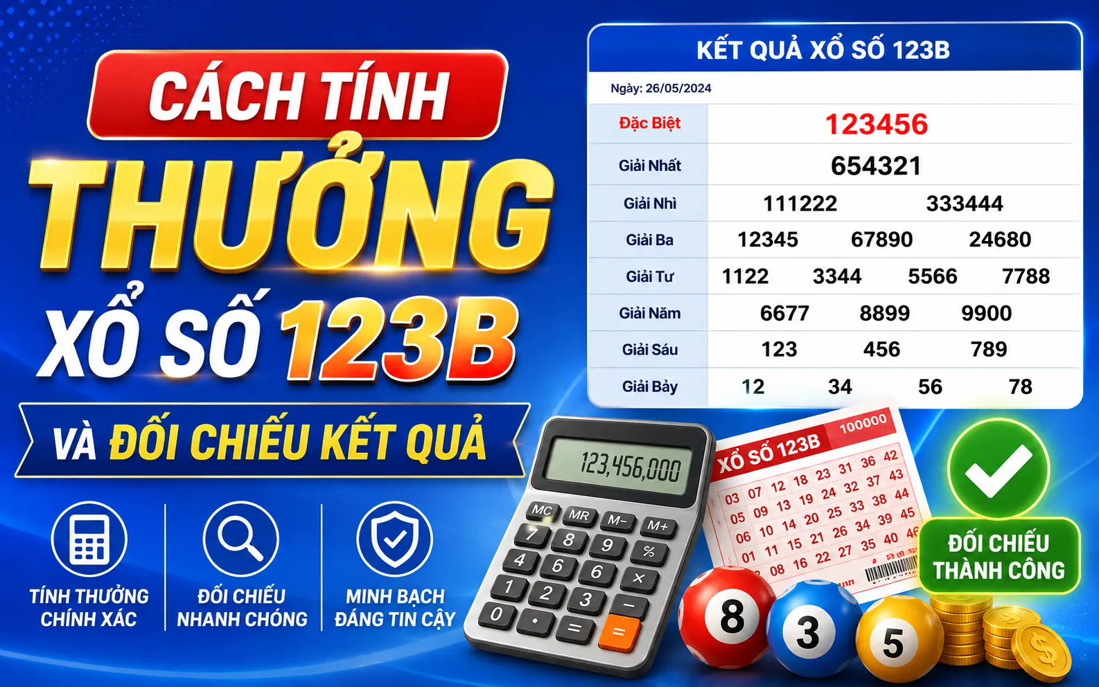 Cách Tính Thưởng Xổ Số 123B Và Đối Chiếu Kết Quả 1 Cách Tính Thưởng Xổ Số 123B